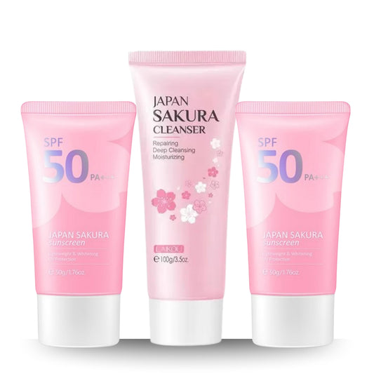japan sakura sunscreen two pack with sakura cleanser 100ml