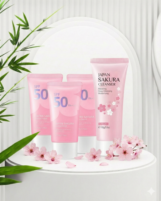 Japan Sakura Sunscreen – 3 Pack Combo + FREE Sakura Cleanser 100 ml