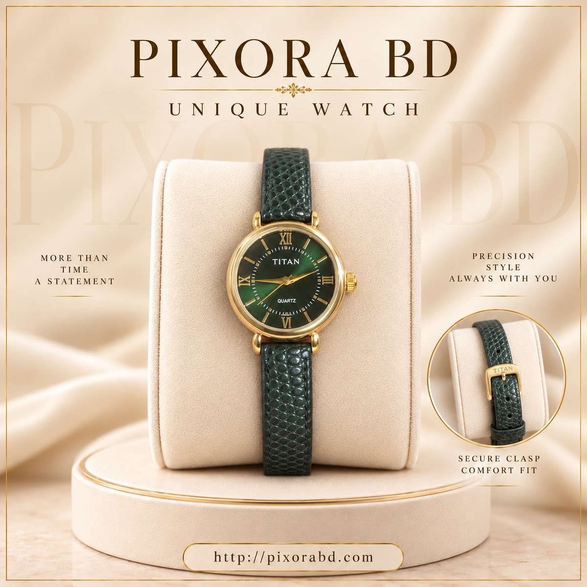 Titan Ladies Watch Emerald Green Gold