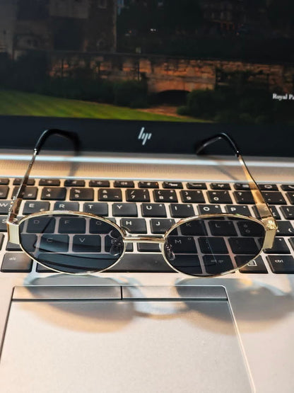 3 পিজ 18k Gold plated Trendy Luxury Oval Sunglasses for Men Women