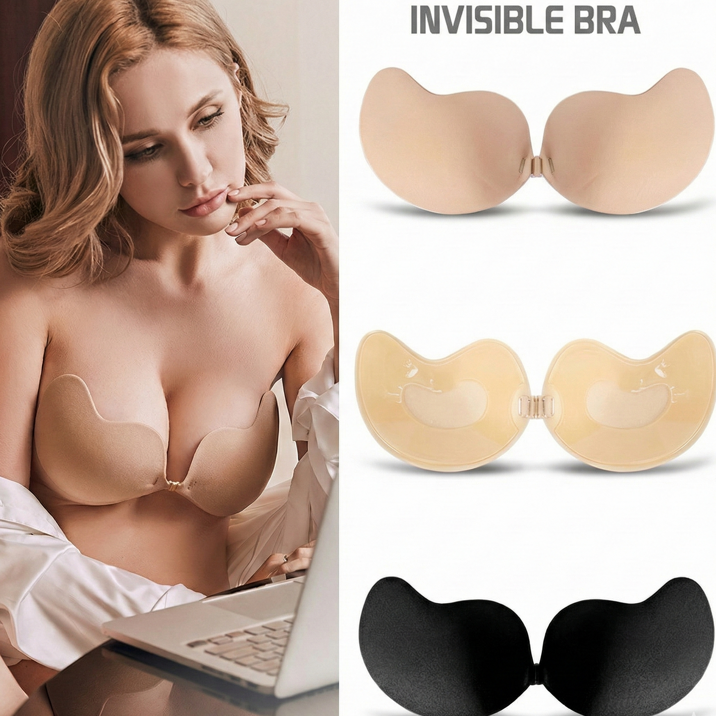 0Women’s Strapless Silicone Push-Up Bra – Reusable Invisible Lift Bra for Special Occasions