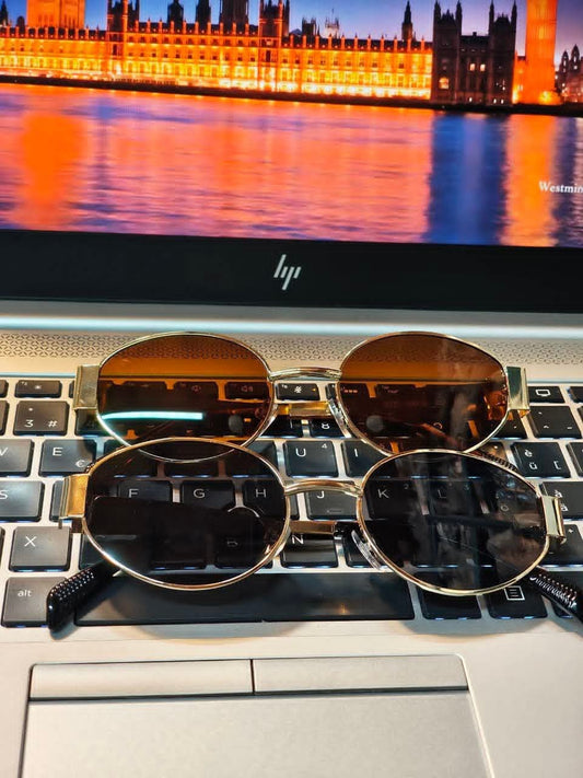 ২ পিজ 18k Gold plated Trendy Luxury Oval Sunglasses for Men Women
